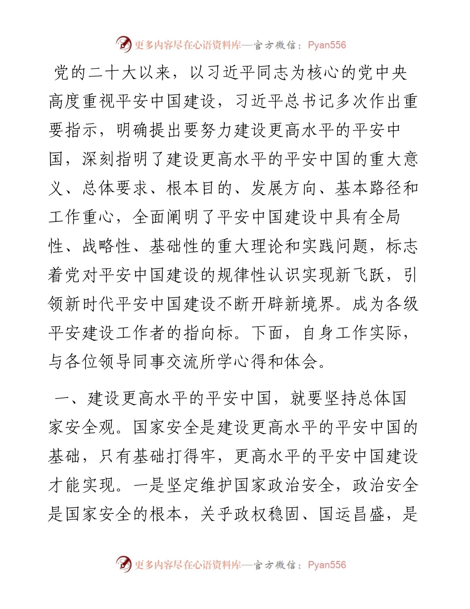 在理论中心组平安建设专题学习研讨交流会上的发言.docx_第1页