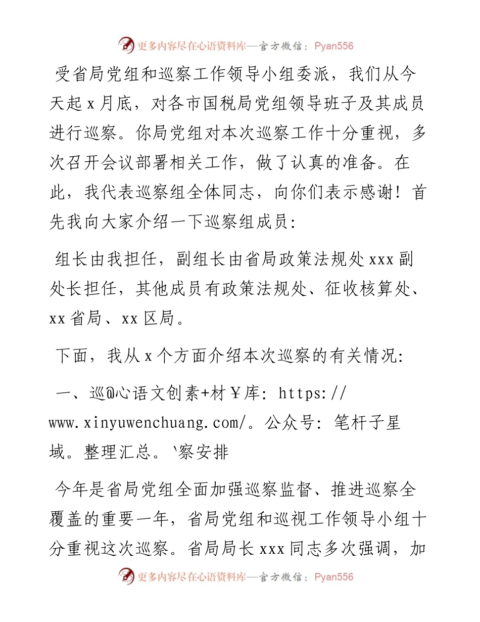 巡察组组长在局党组领导班子见面会上的讲话.docx_第1页