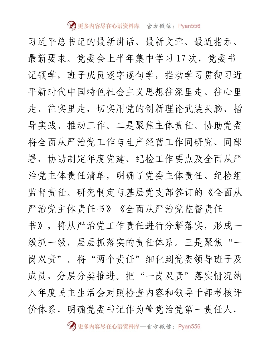 履行全面从严治党监督责任情况的报告.docx_第2页