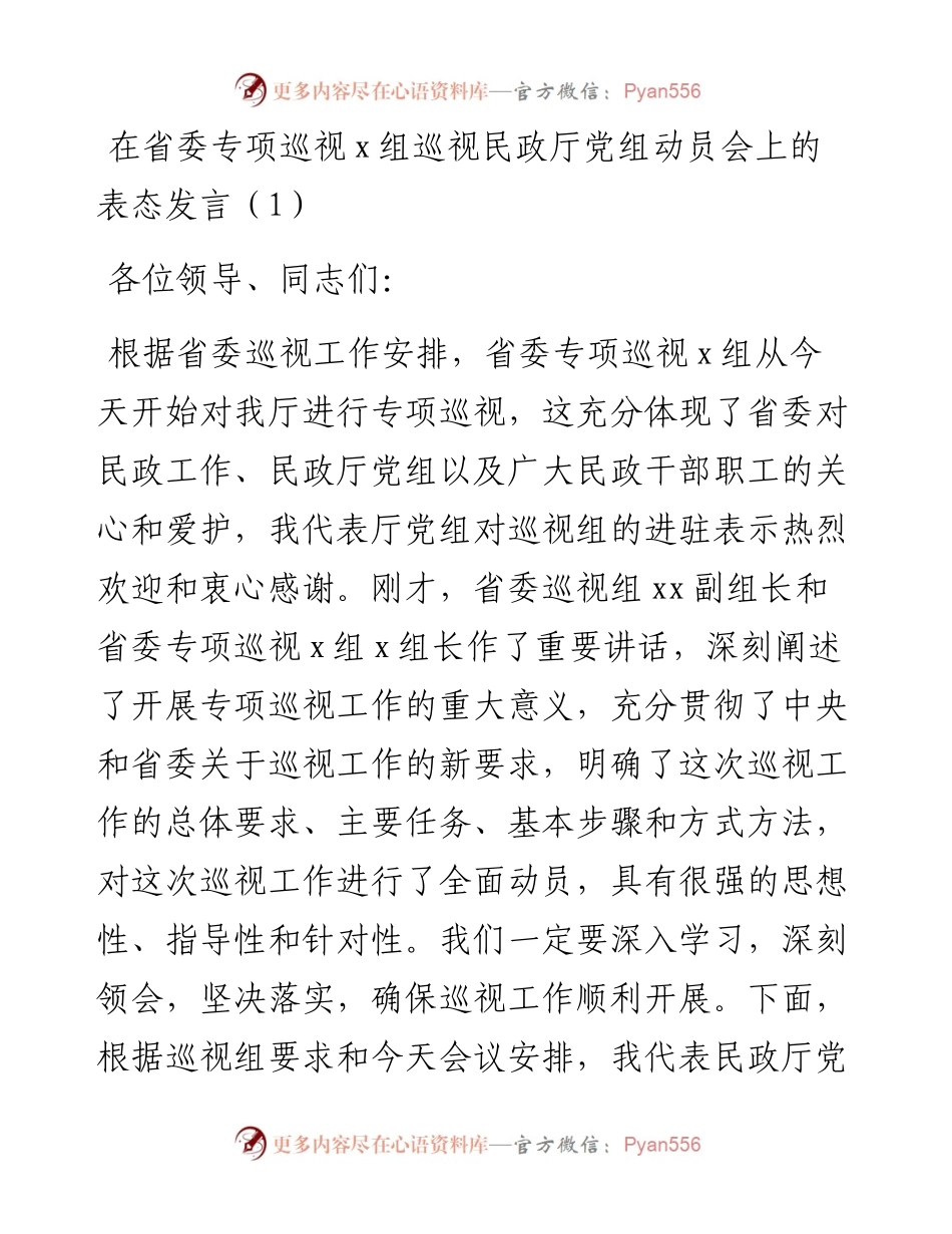 巡视巡察动员会表态发言.docx_第1页