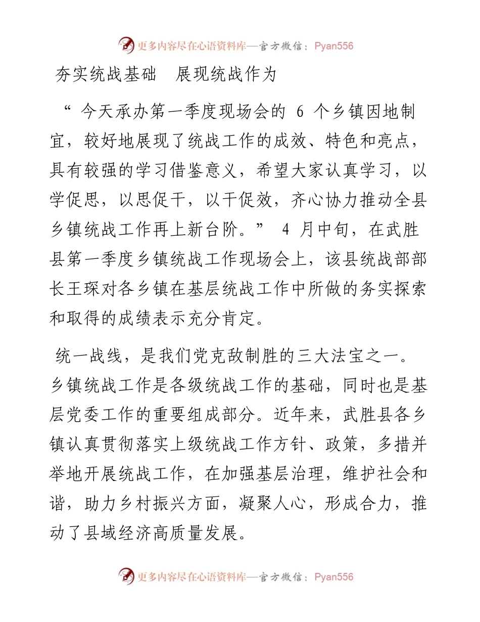 夯实统战基础  展现统战作为.docx_第1页
