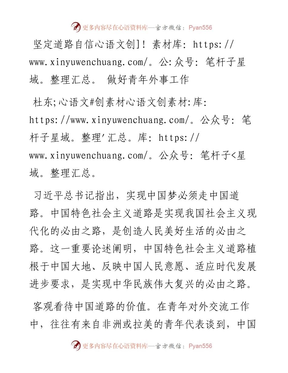 坚定道路自信 做好青年外事工作.docx_第1页