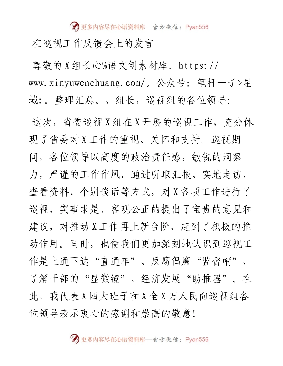 在巡视工作反馈会上的发言~.docx_第1页