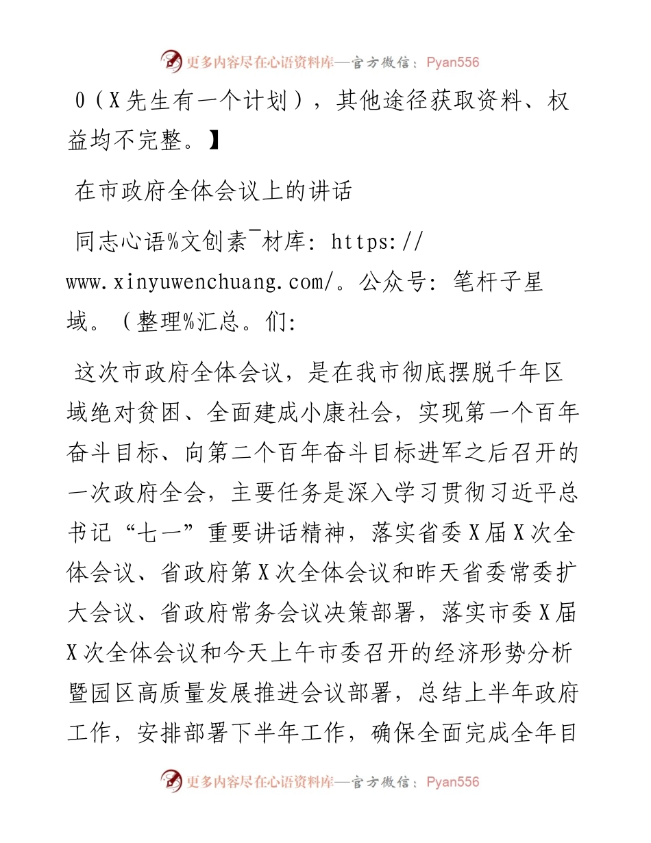 在市政府全体会议上的讲话.docx_第1页