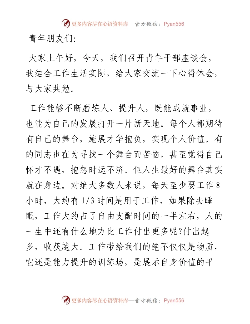 在青年干部座谈会上的讲话：年轻干部做到“九要九不要”方能成大器堪大任.docx_第1页