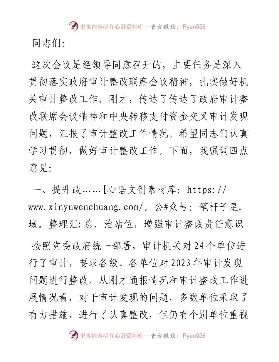 在审计整改工作会议上的讲话.docx_第1页