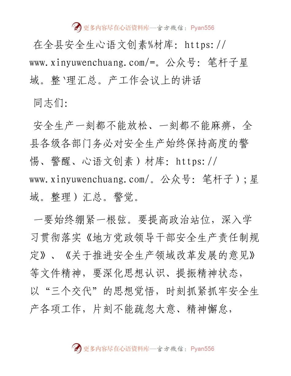 安全生产工作会议讲话（一）.docx_第1页