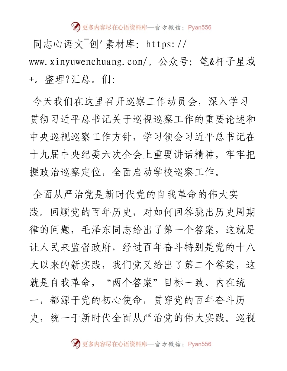 在巡察动员大会上的讲话.docx_第1页