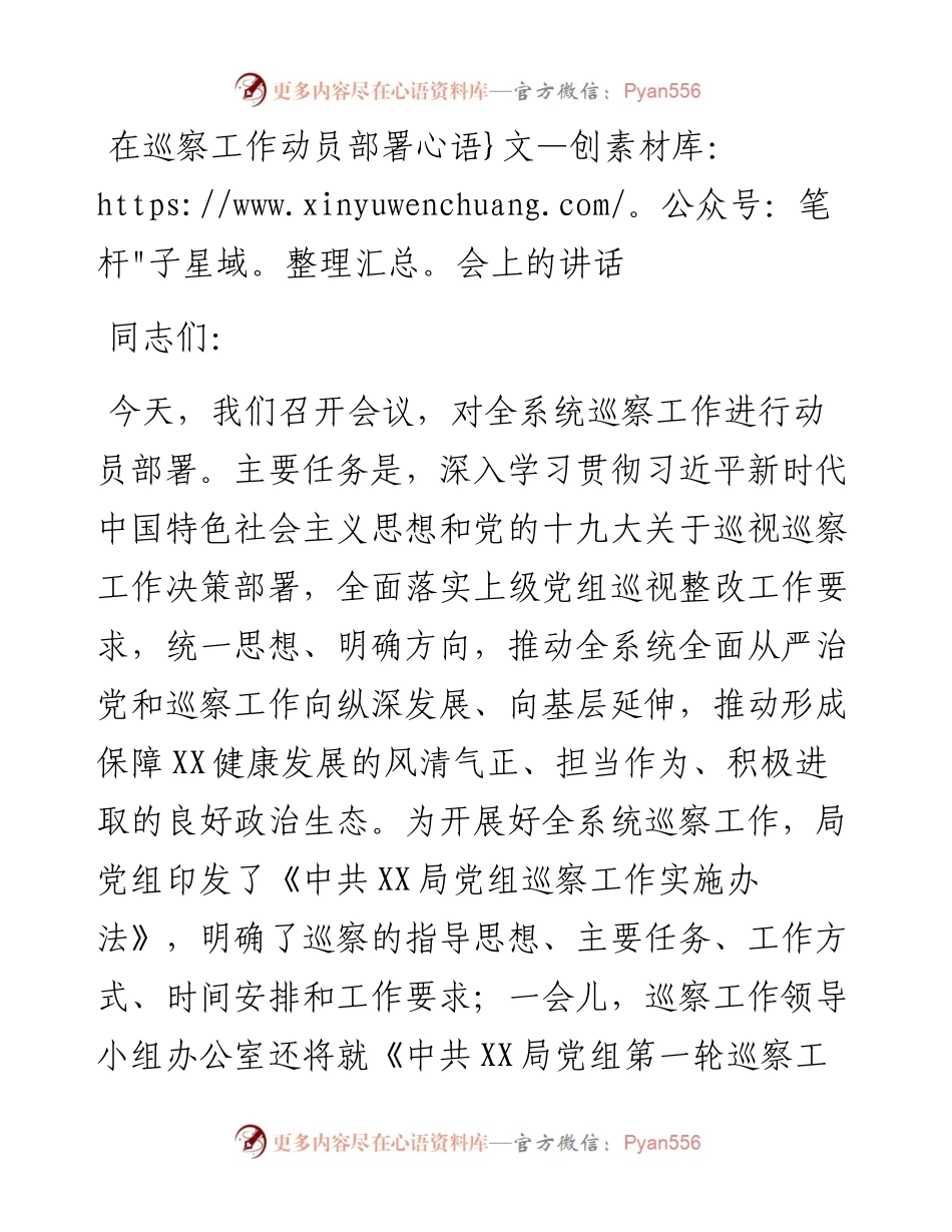 在巡察工作动员部署会上的讲话 (2).docx_第1页