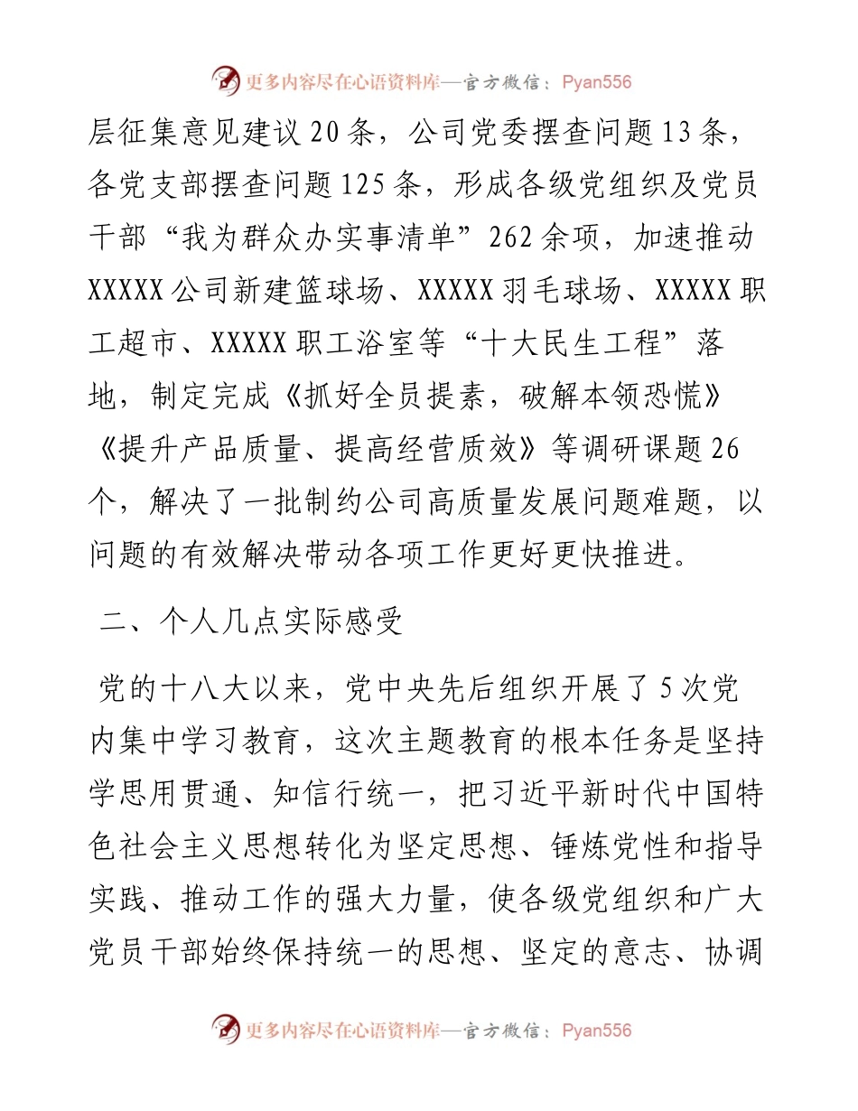 在参加公司主题教育评估座谈会上的发言材料.docx_第2页