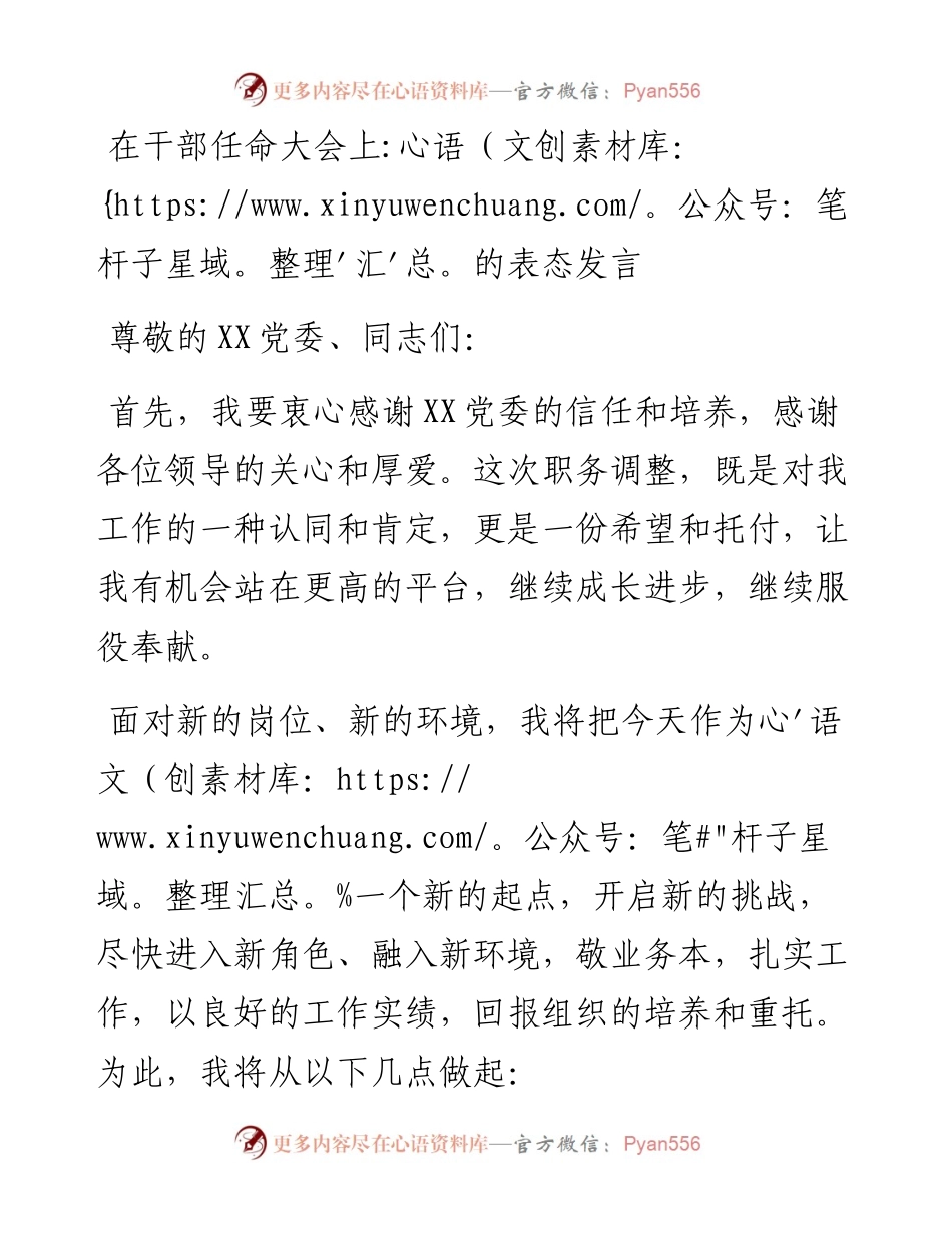 在干部任命大会上的表态发言.docx_第1页