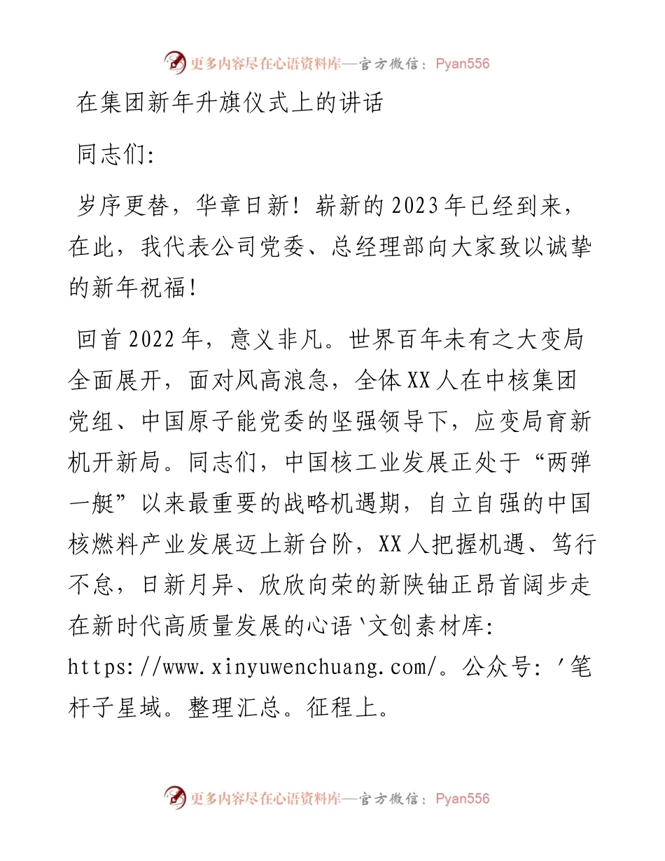 在集团新年升旗仪式上的讲话.docx_第1页