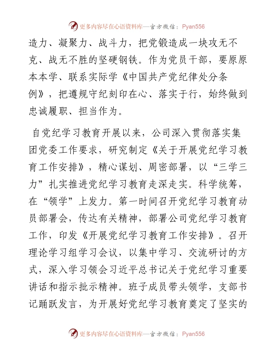学党纪 明规矩 守初心 担使命 为公司高质量发展提供坚强纪律保障.docx_第2页