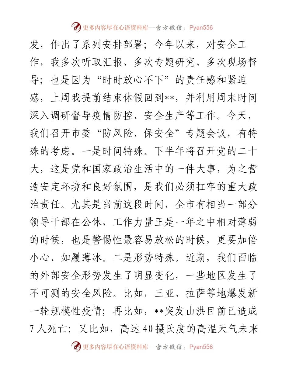 在市委“防风险、保安全”专题会议上的讲话.docx_第2页