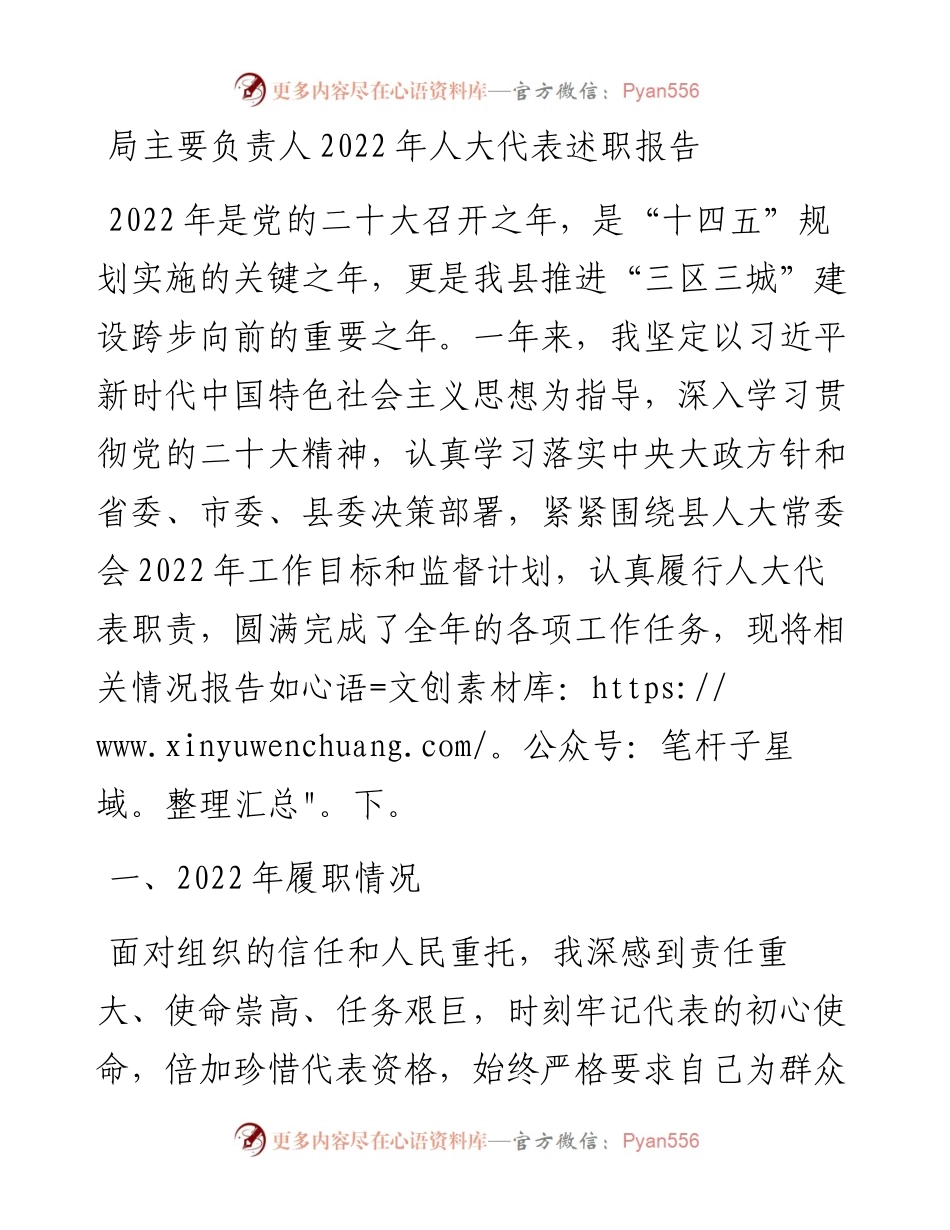 局主要负责人人大代表述职报告.docx_第1页