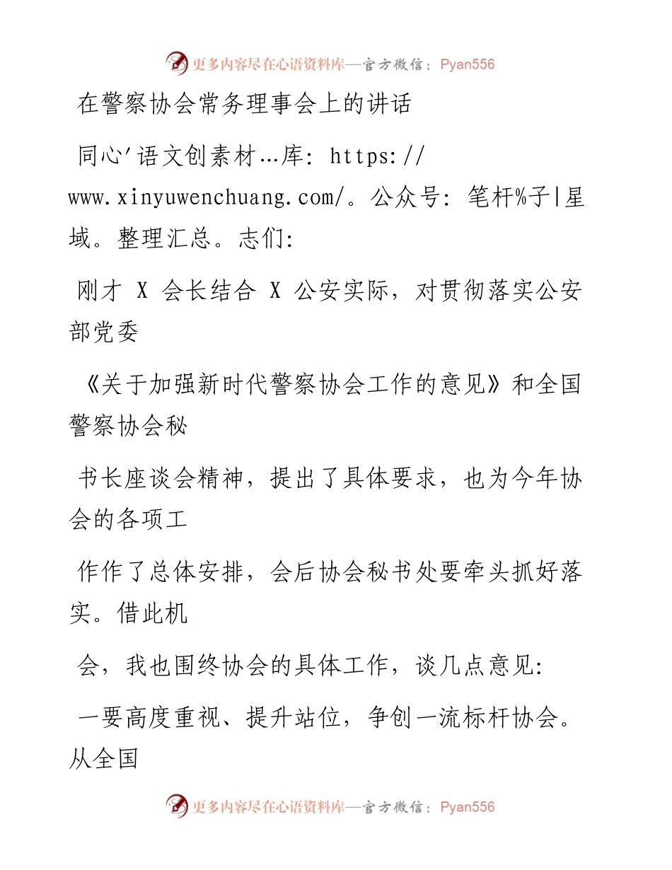 在警察协会常务理事会上的讲话.docx_第1页