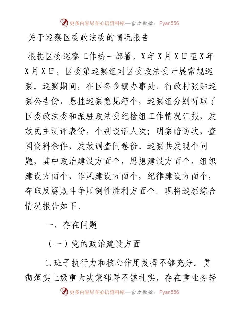 巡察组巡察情况报告4000字.docx_第1页