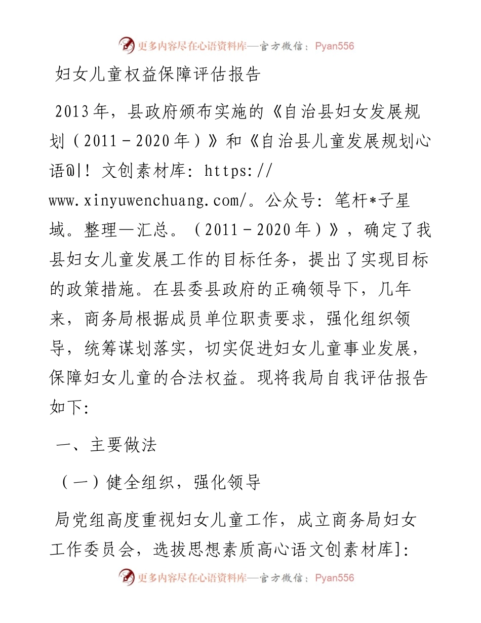 妇女儿童权益保障评估报告.docx_第1页