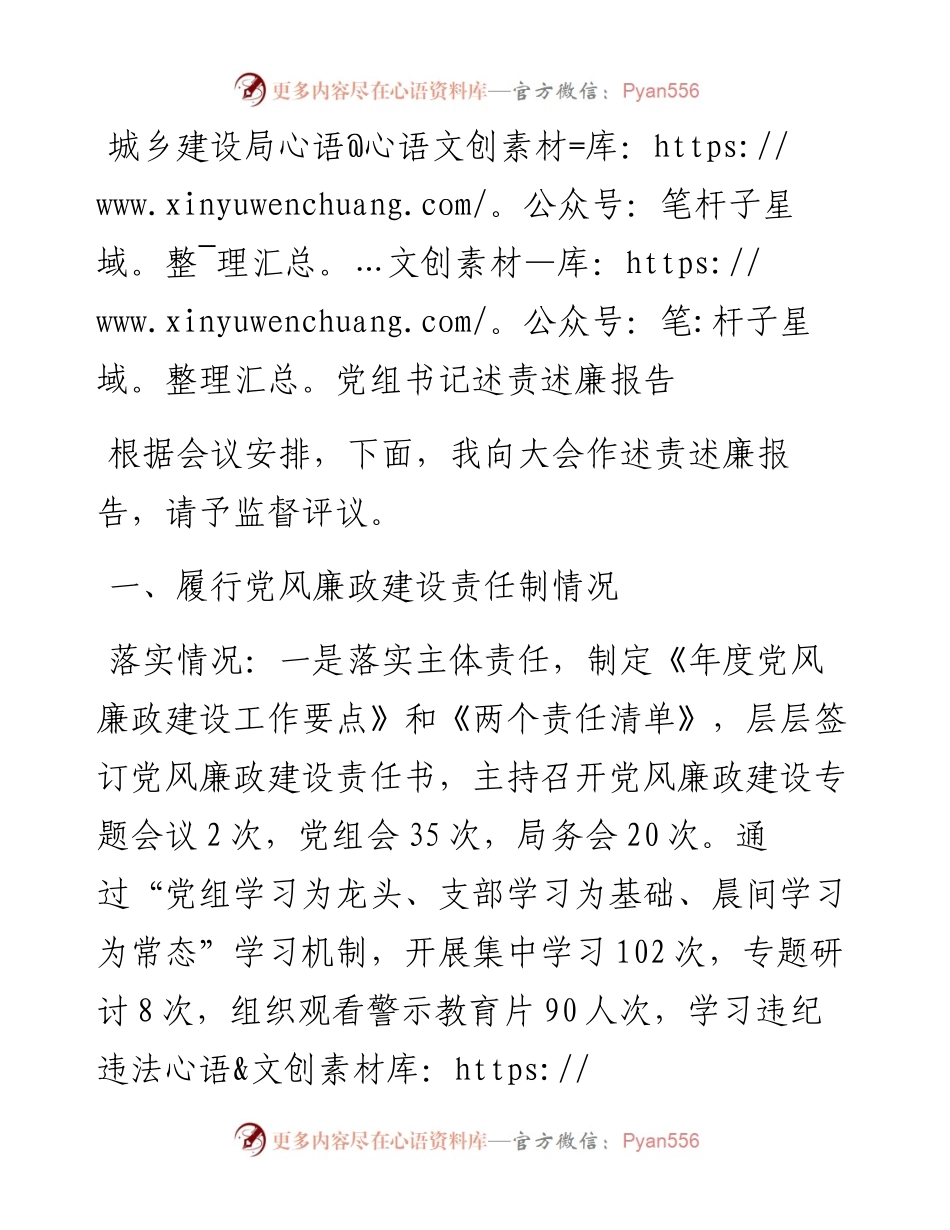 城乡建设局党组书记述责述廉报告.docx_第1页