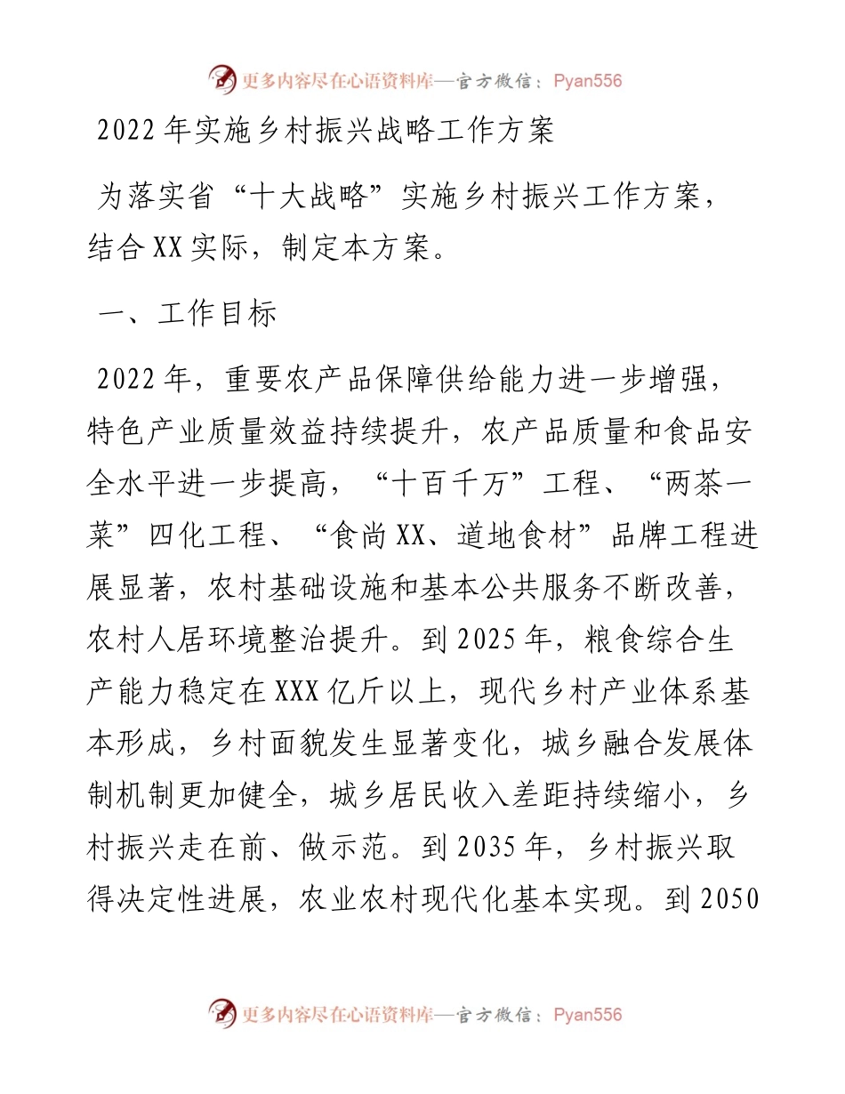 实施乡村振兴战略工作方案.docx_第1页