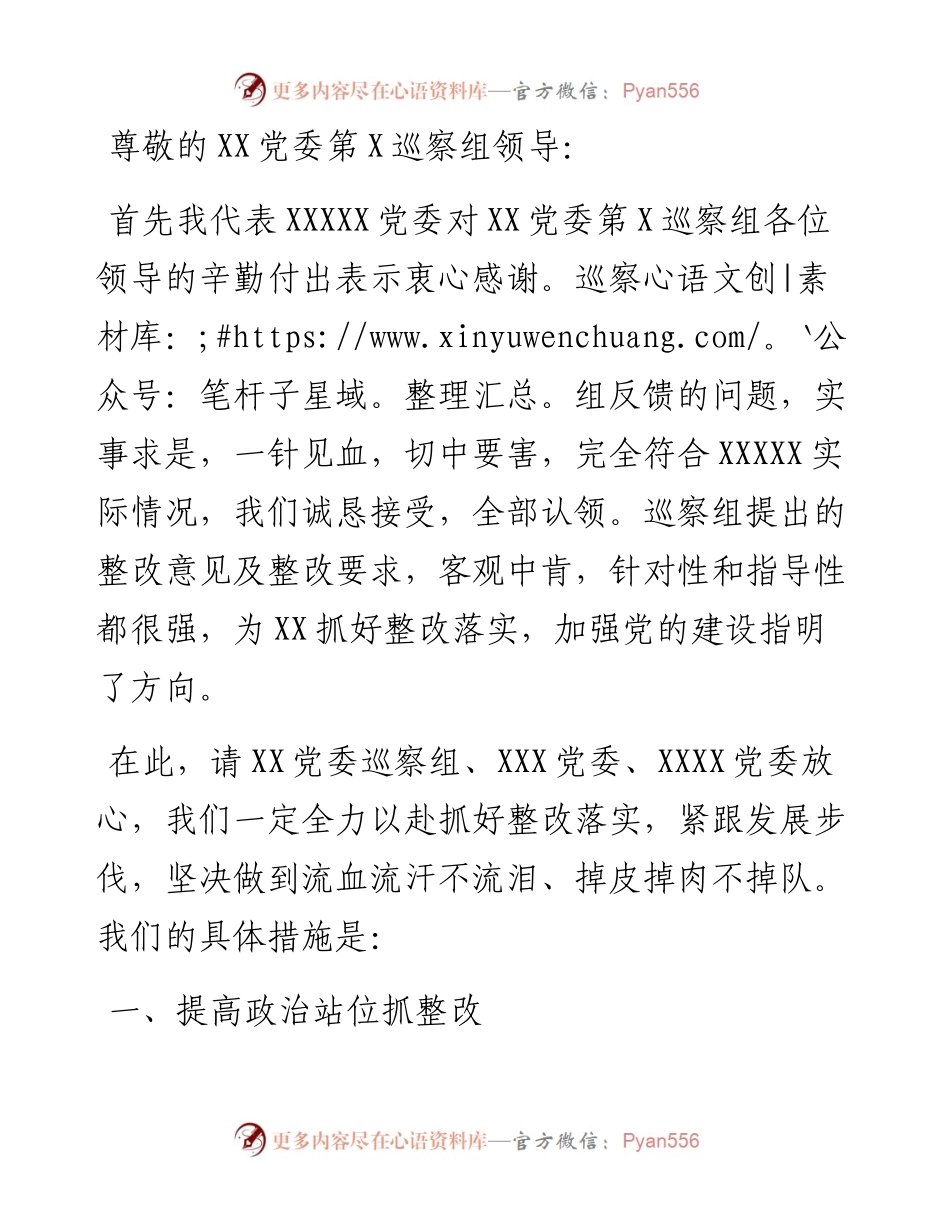 在巡察组“回头看”巡察整改工作反馈会上的表态发言.docx_第1页