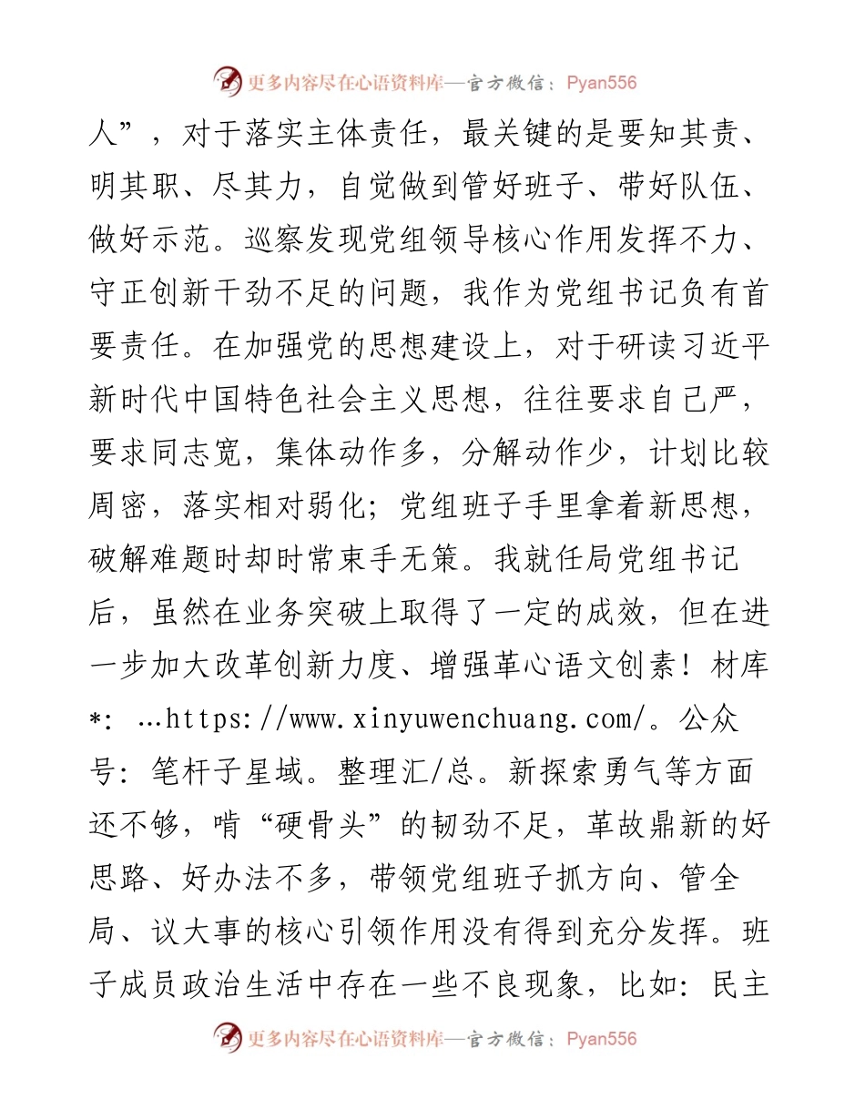 局党组书记巡察整改专题民主生活会个人对照检查材料.docx_第2页