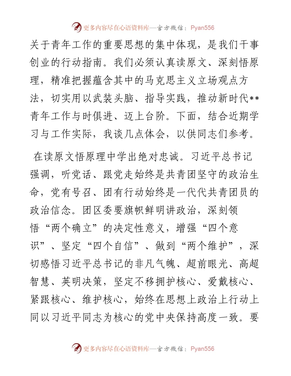 在团委理论学习中心组青年工作专题研讨交流会上的发言材料.docx_第2页