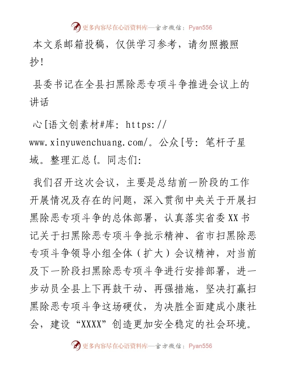 在扫黑除恶专项斗争推进会议上的讲话.docx_第1页