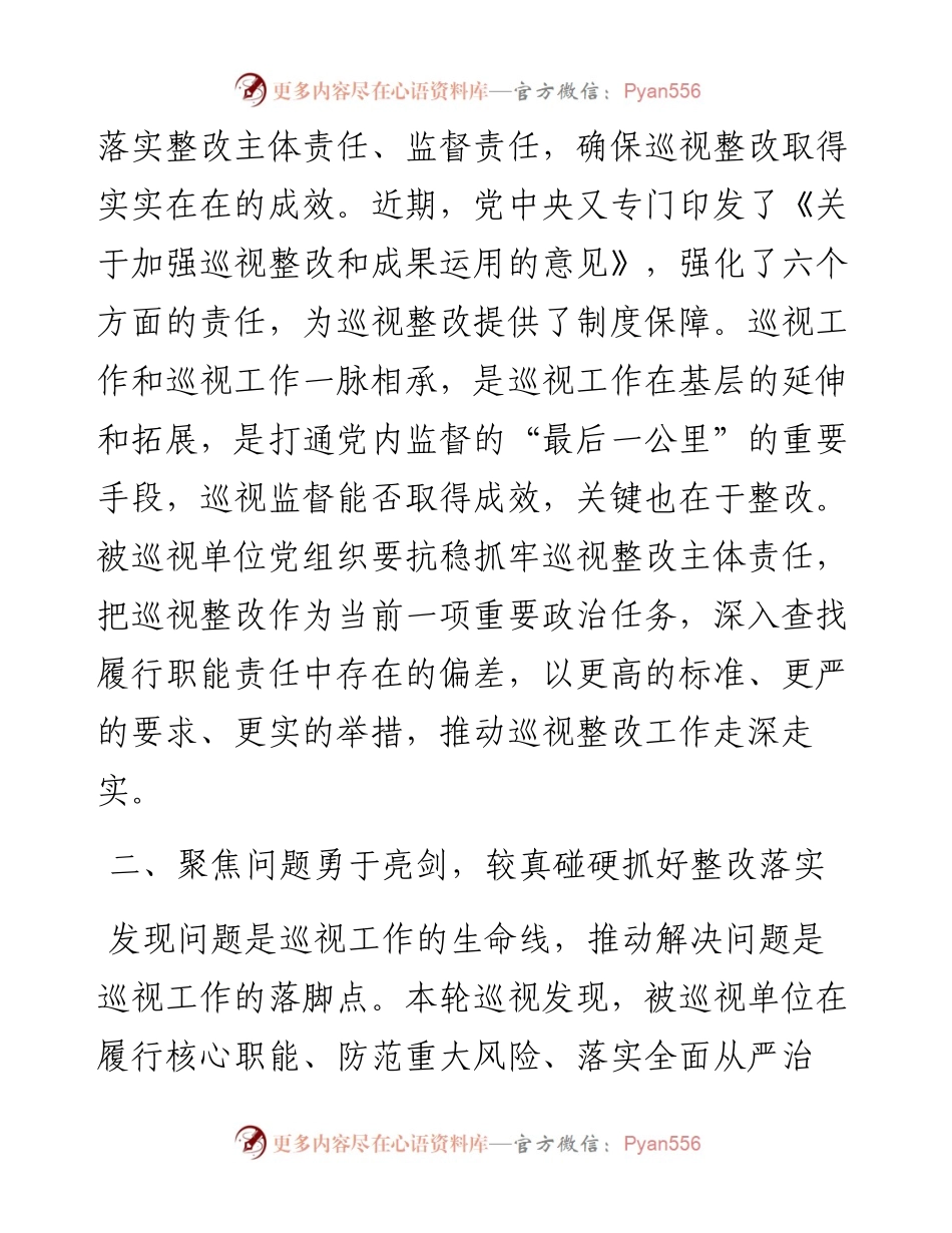 巡视工作领导小组成员反馈会上的讲话.docx_第2页