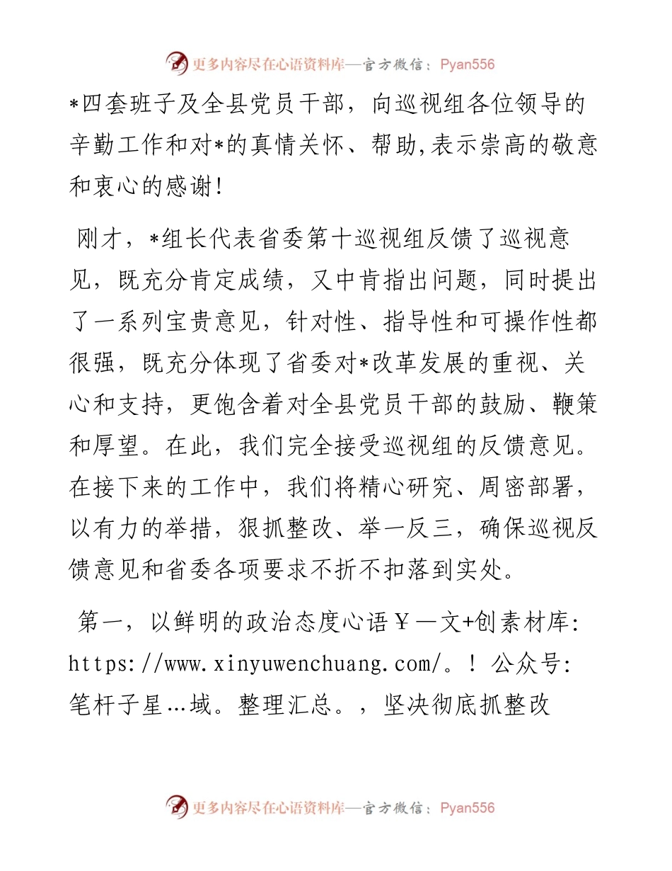 在巡视情况反馈会上的表态发言.docx_第2页