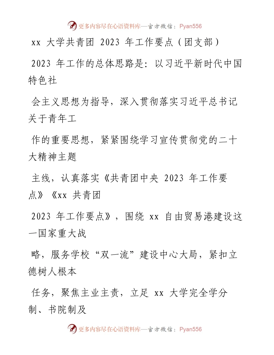 大学共青团2023年工作要点（团支部）.docx_第1页