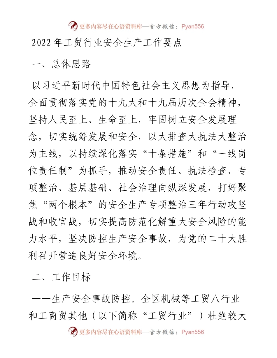 工贸行业安全生产工作要点.docx_第1页