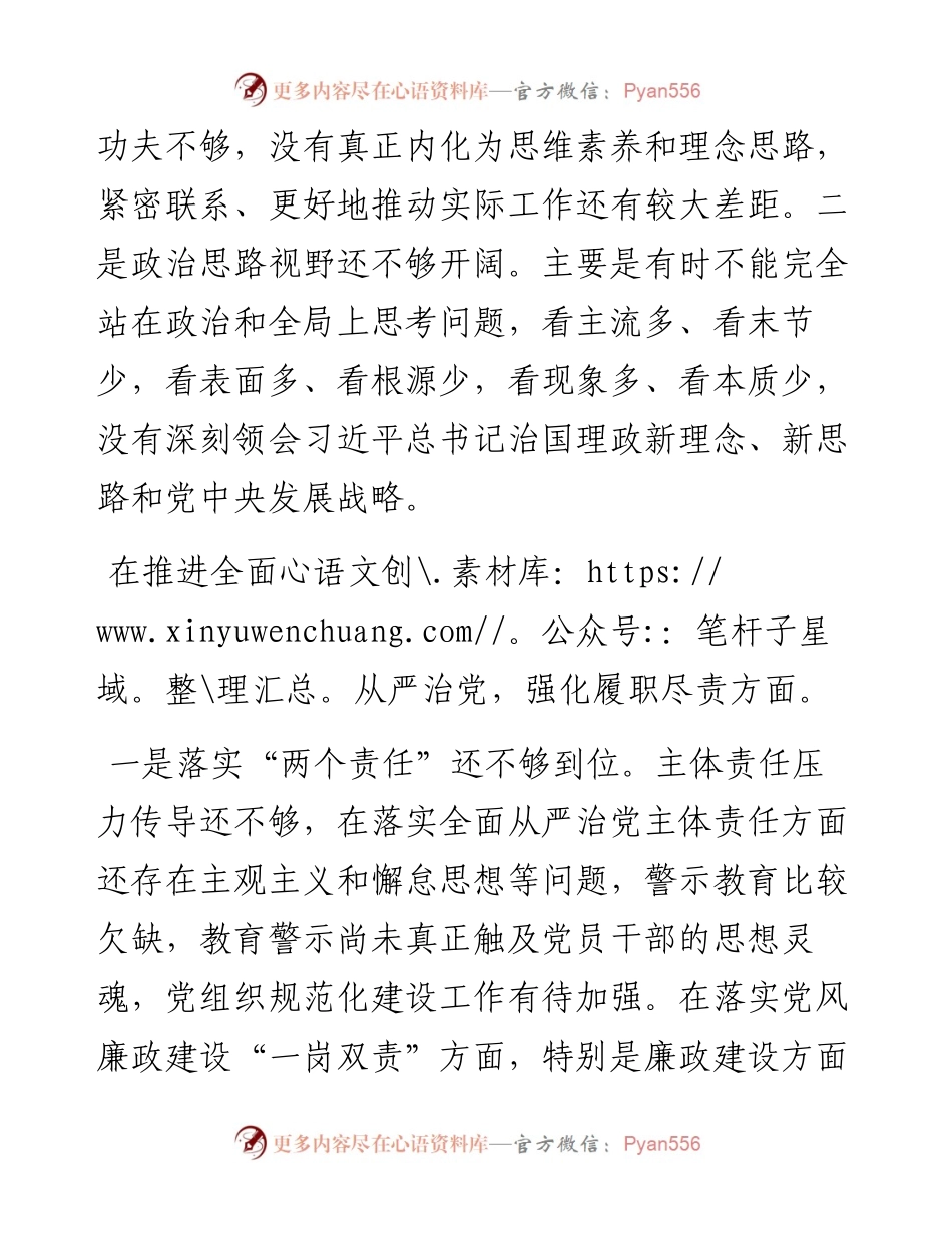 巡察整改民主生活会发言材料.docx_第2页