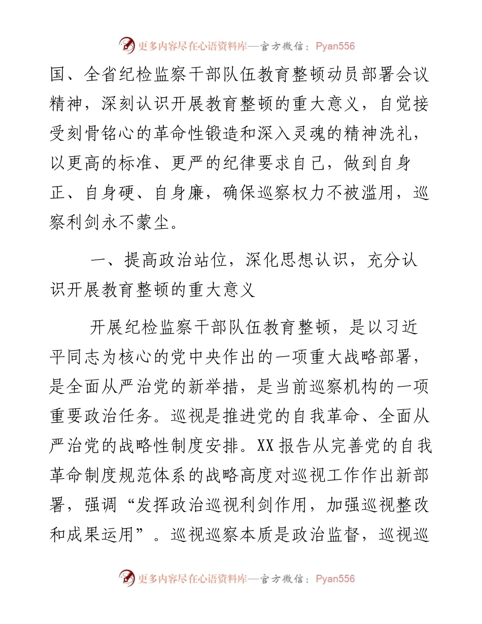 巡察干部在纪检监察干部队伍教育整顿研讨会上的发言材料.docx_第2页