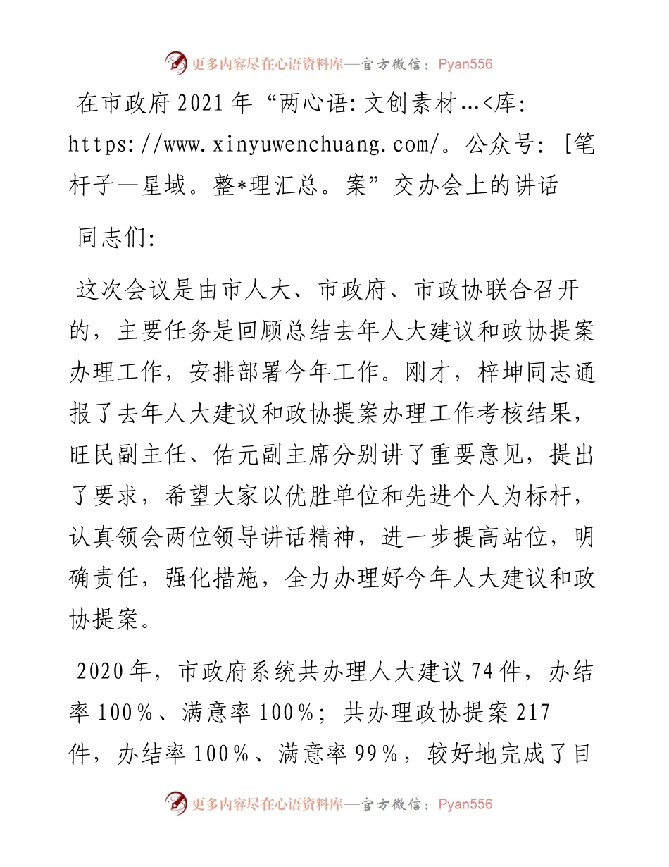 在市政府“两案”交办会上的讲话.docx_第1页