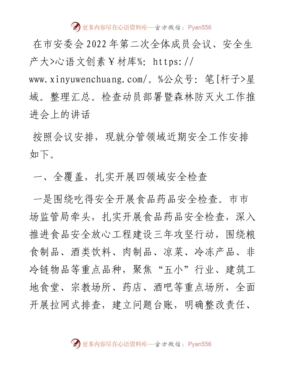 在市安委会第二次全体成员会议、安全生产大检查动员部署暨森林防灭火工作推进会上的讲话.docx_第1页