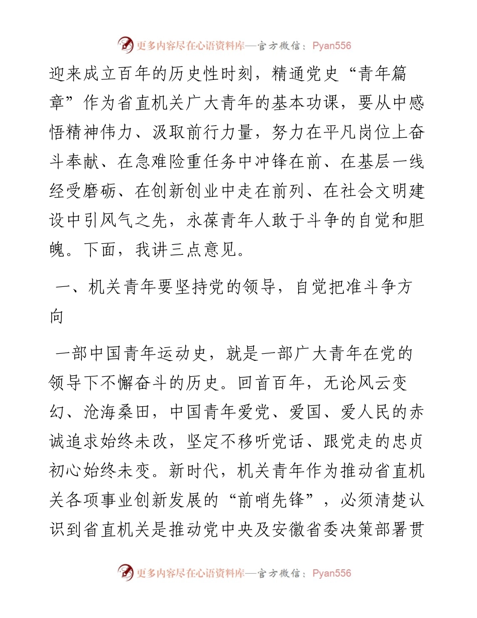 在机关青年学习党史“青年篇章”动员部署会上的讲话.docx_第2页