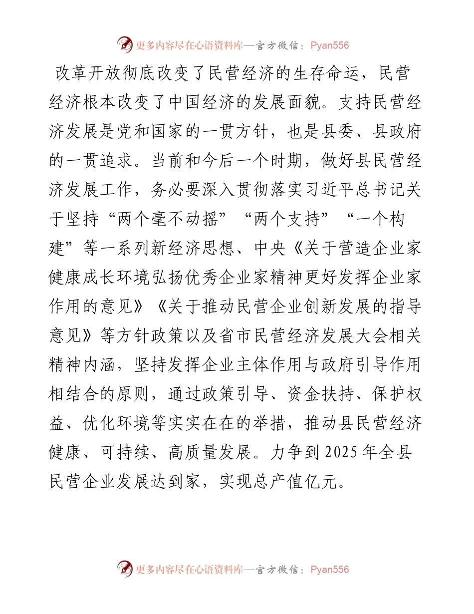 在县2024年民营经济发展大会上的讲话.docx_第1页