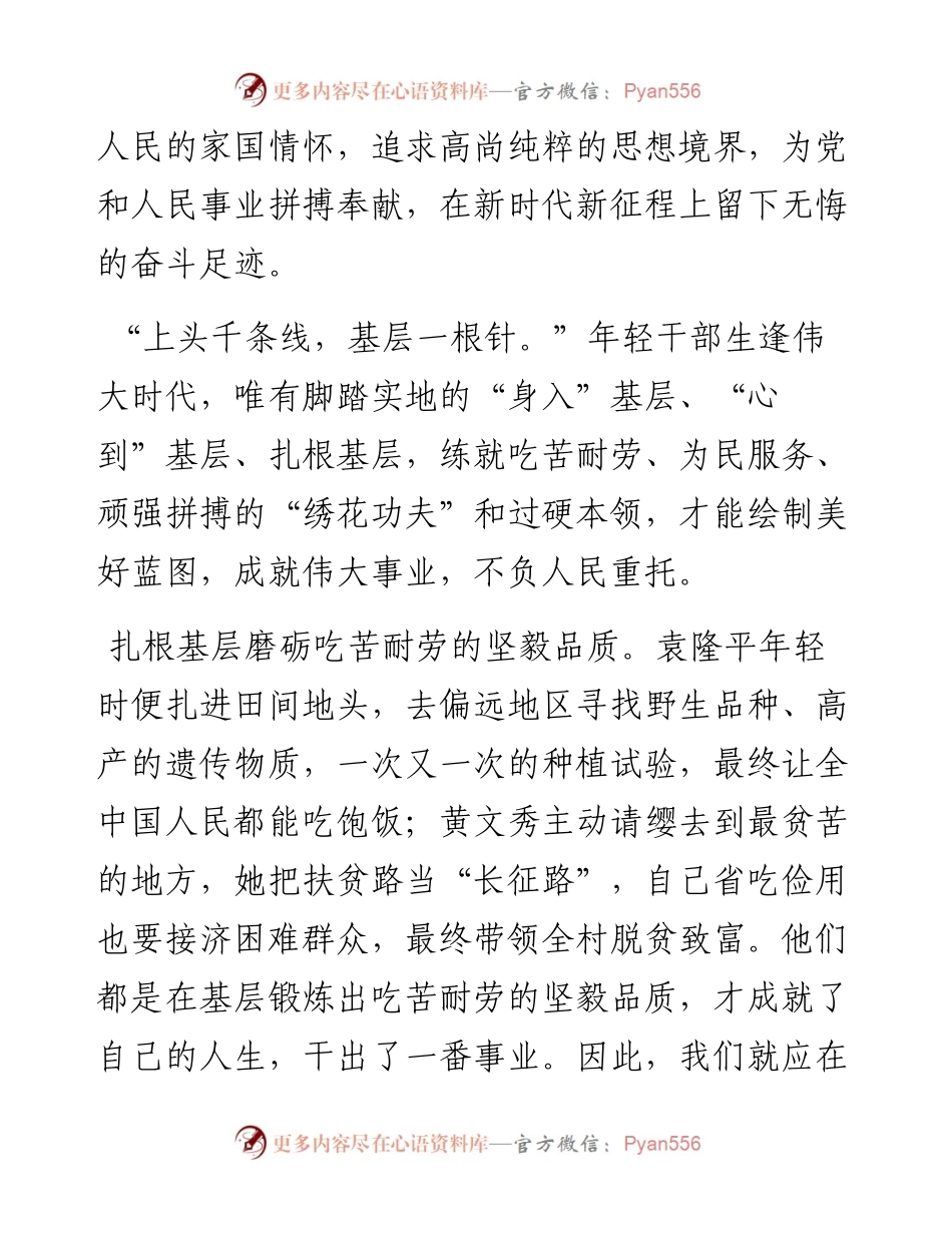 基层年轻干部座谈会发言材料.docx_第2页
