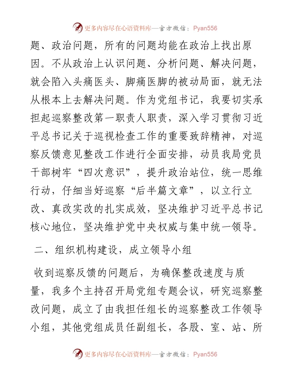 局党委书记组织落实市委巡察组反馈意见整改情况的报告.docx_第2页