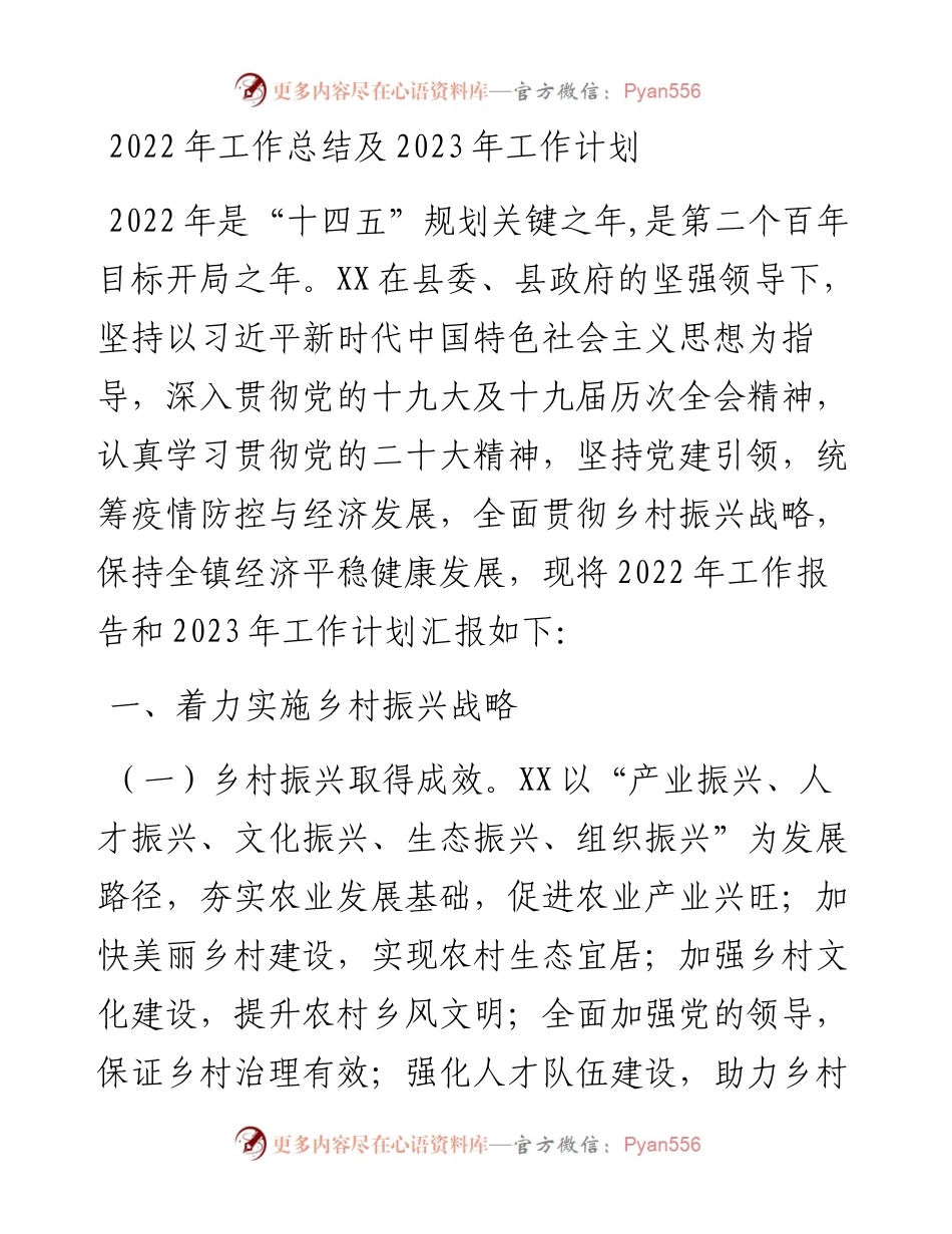 工作总结及2023年工作计划.docx_第1页