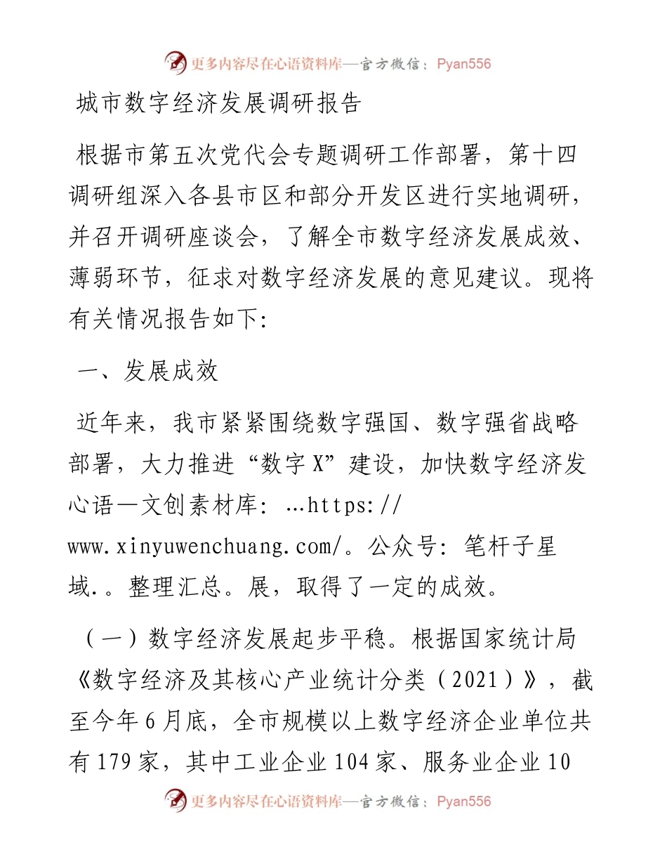 城市数字经济发展调研报告.docx_第1页