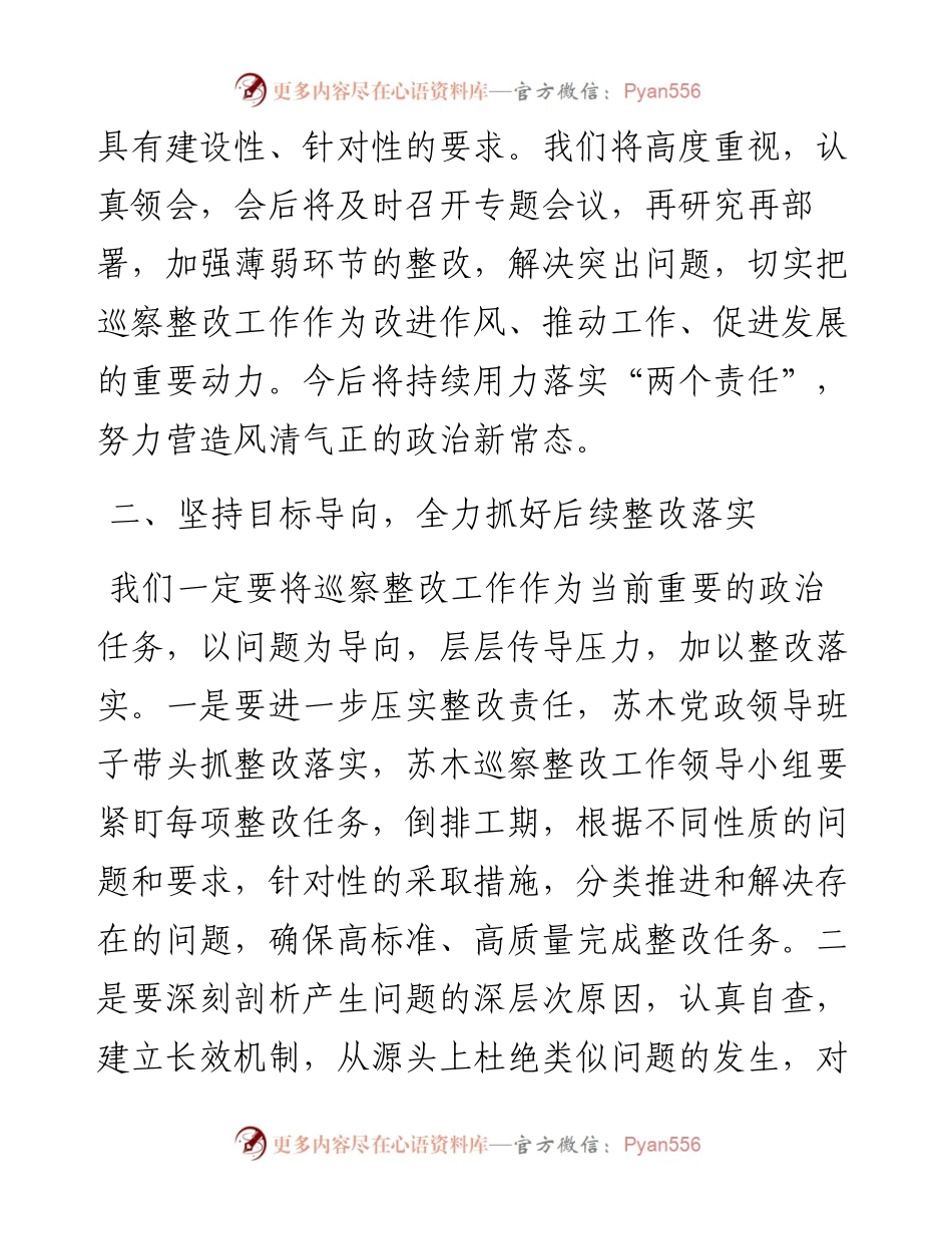 在巡察整改工作会上的表态发言.docx_第2页