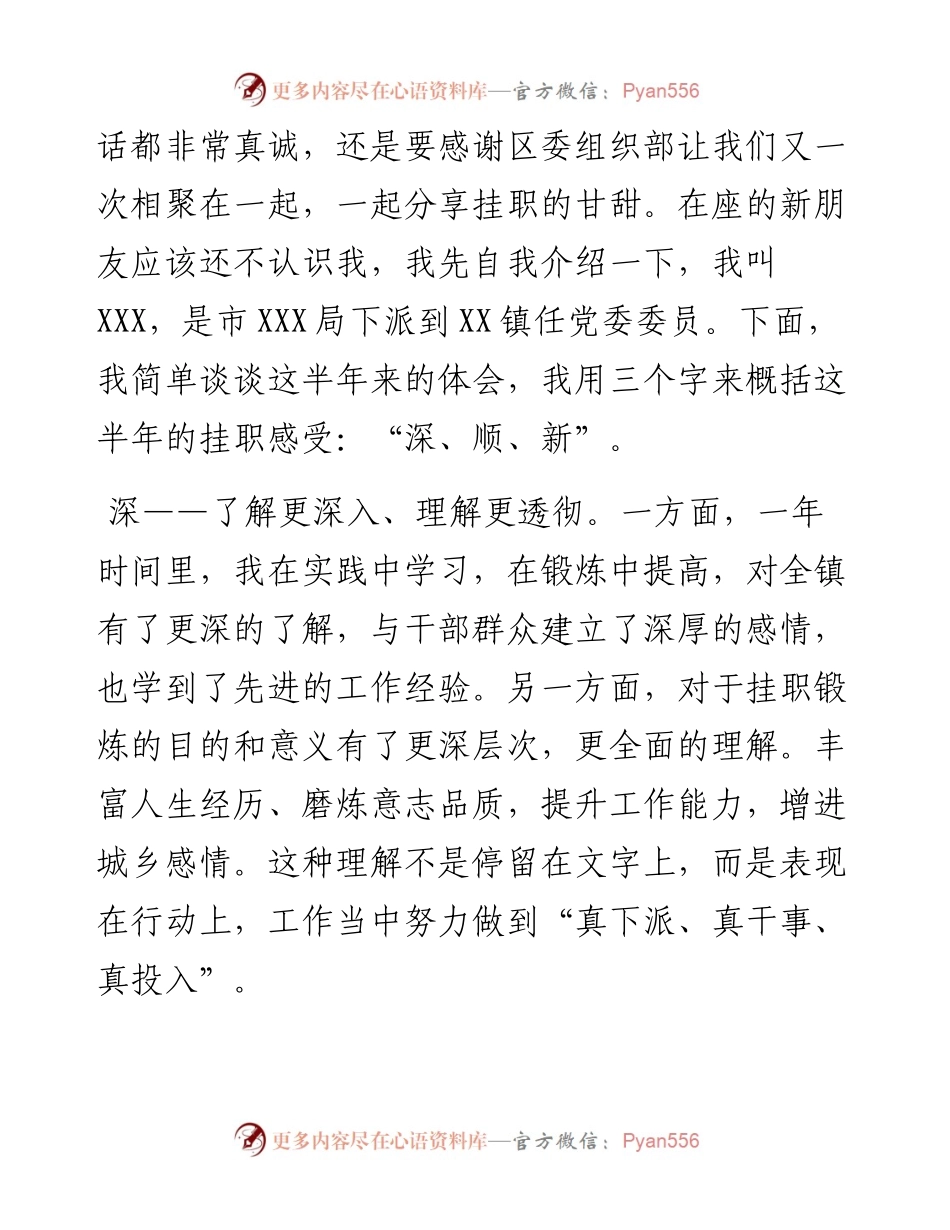 在挂职干部座谈会上的体会发言（乡镇）.docx_第2页