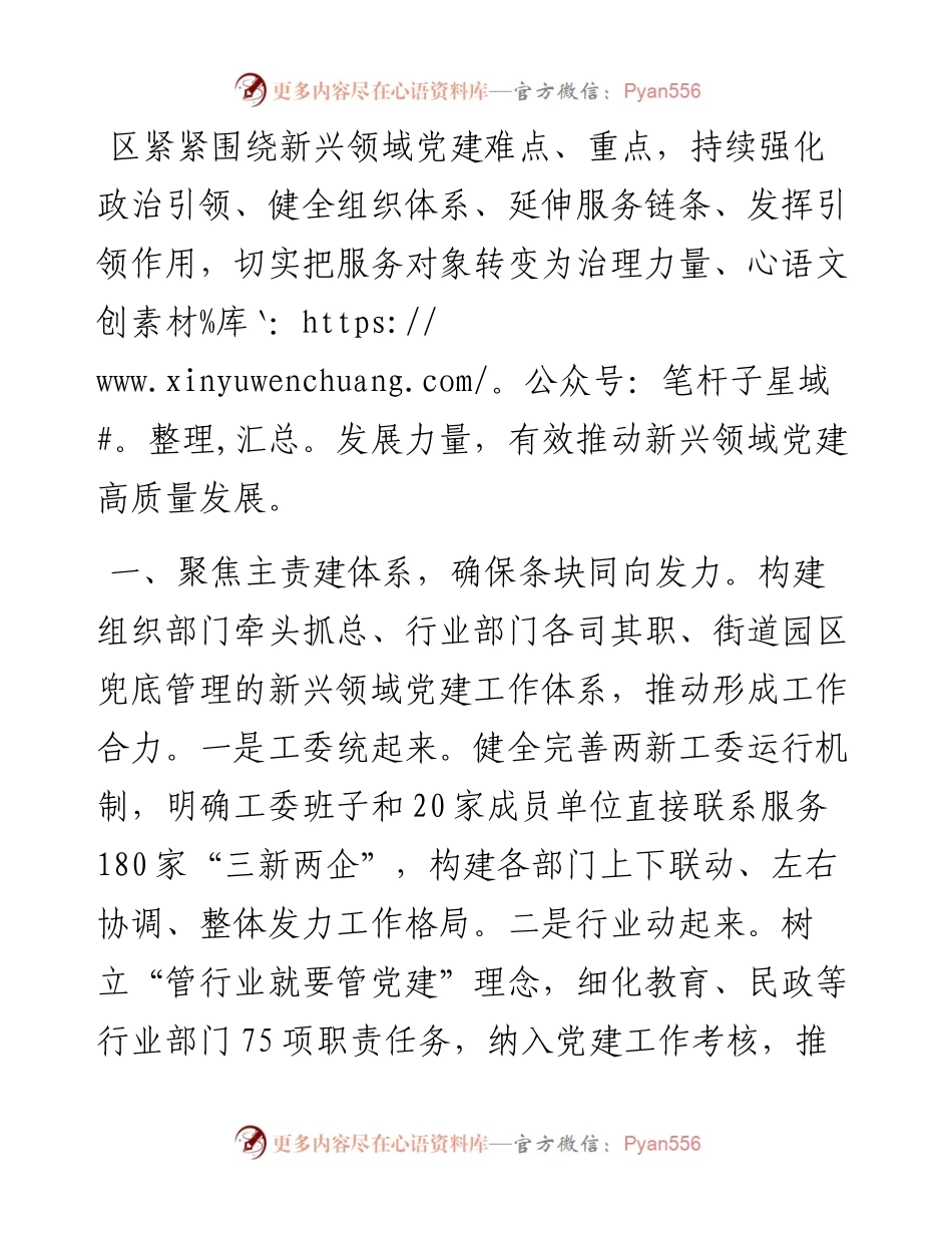 在新兴领域党建高质量发展座谈会上的发言.docx_第1页