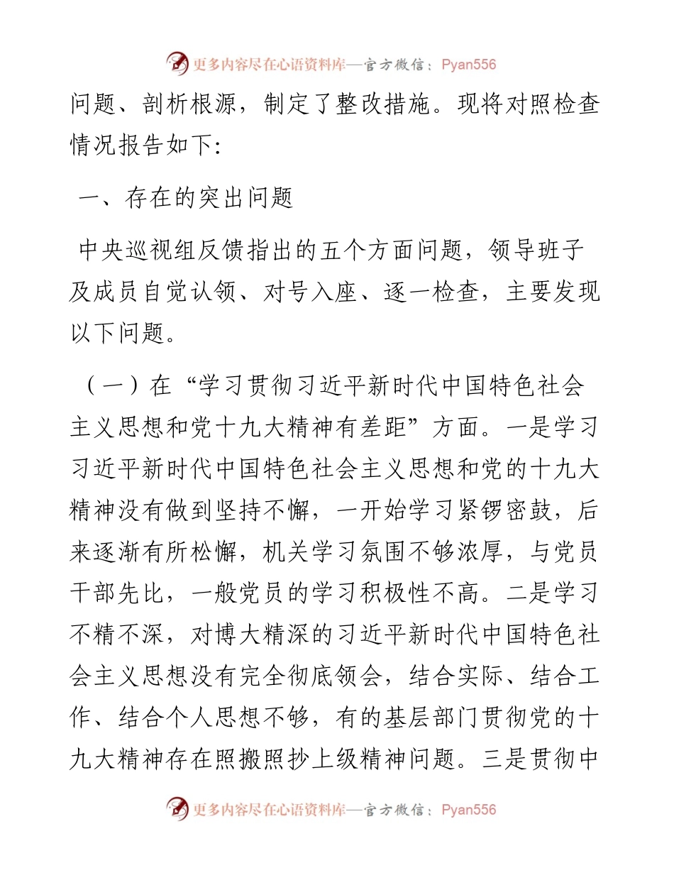 巡视反馈整改专题民主生活会对照检查（范文）.docx_第2页