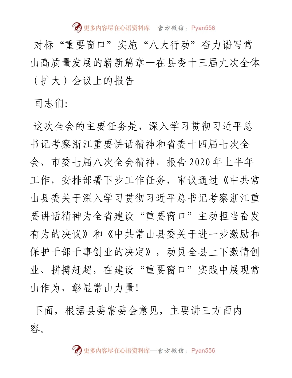 在县委十三届九次全体（扩大）会议上的报告.docx_第1页