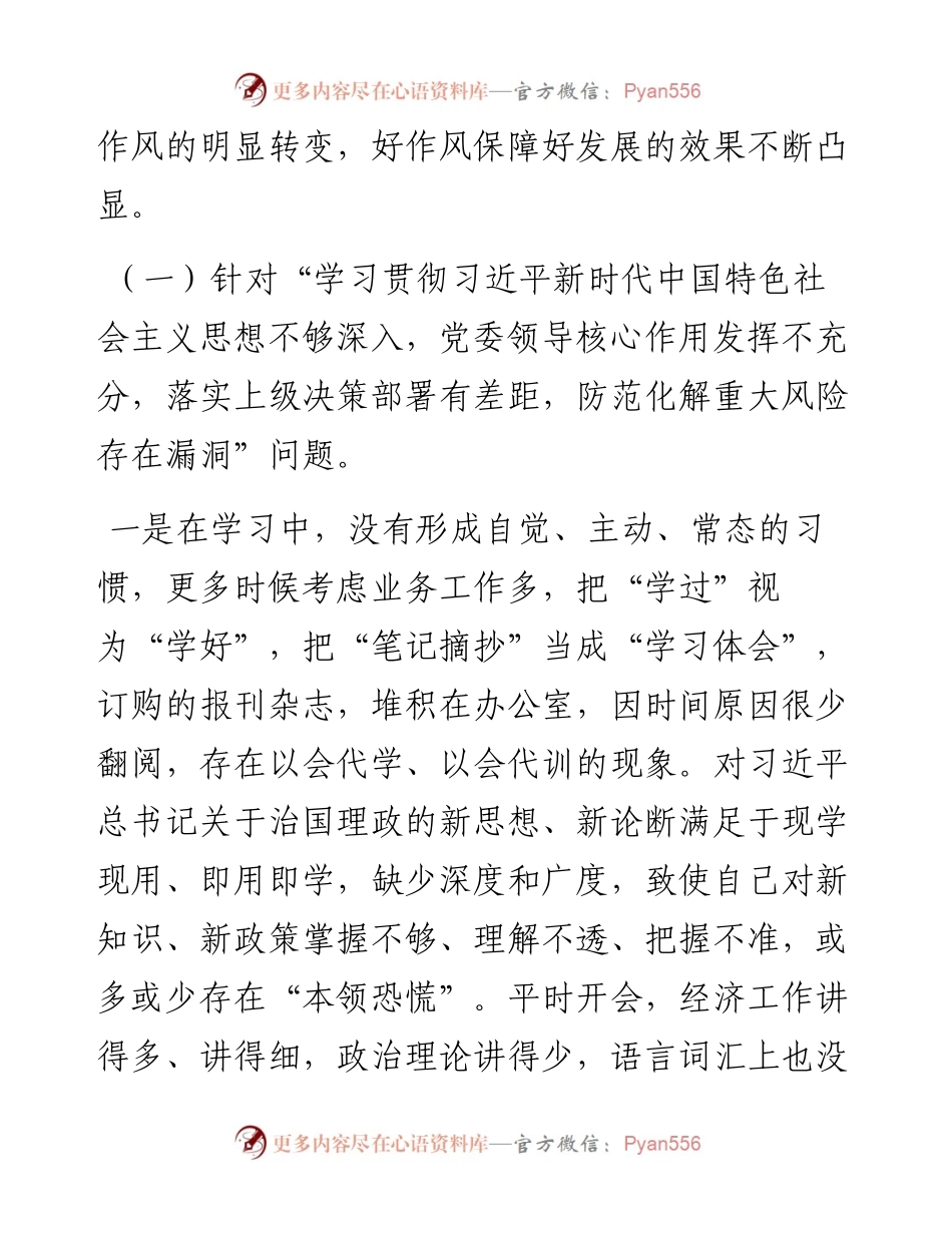 巡察整改专题民主生活会个人存在问题清单.docx_第2页