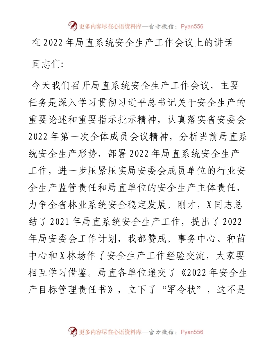 在局直系统安全生产工作会议上的讲话.docx_第1页
