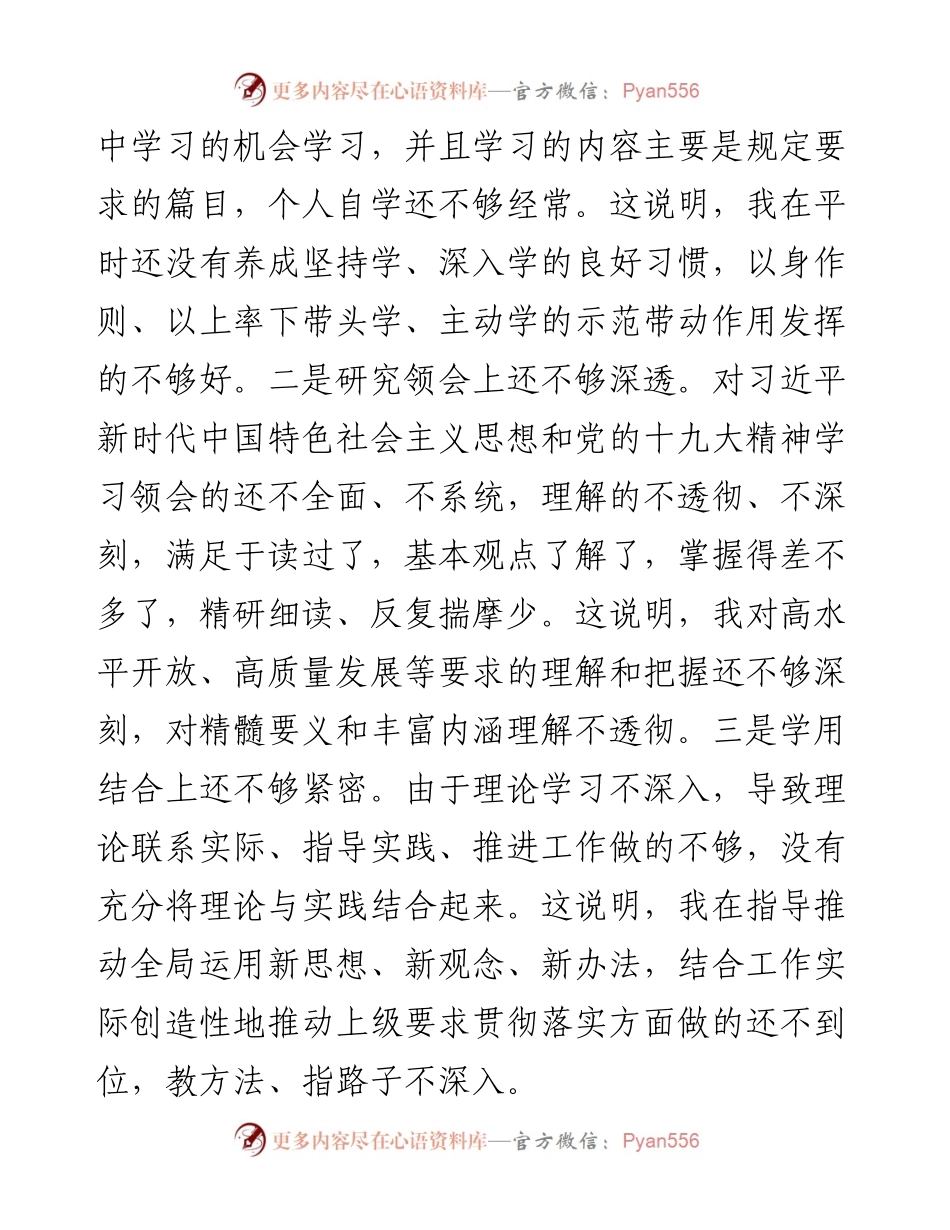 巡察整改民主生活会个人剖析材料.docx_第2页